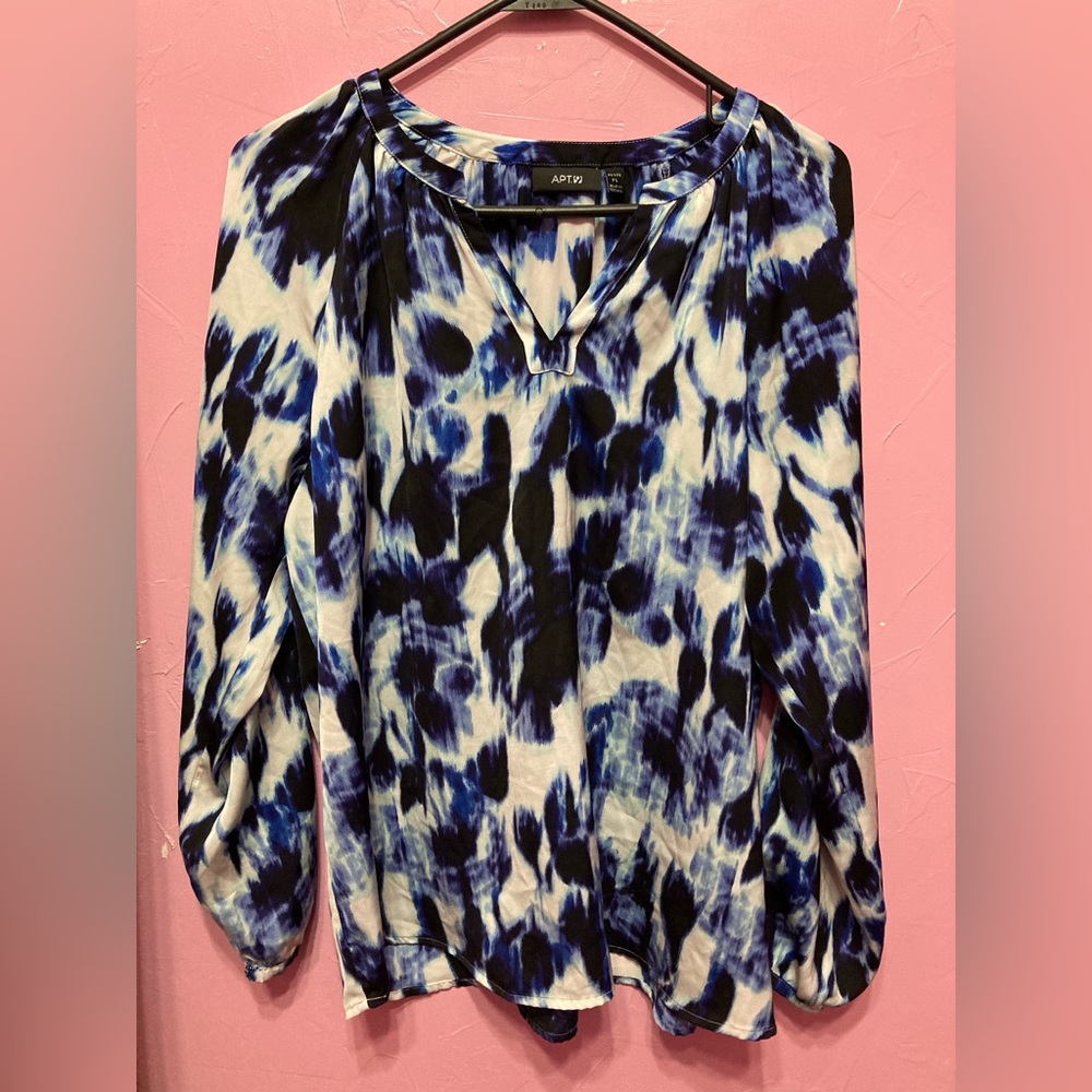 👚 Apt 9 Blue & White Size PL Blouse 👚